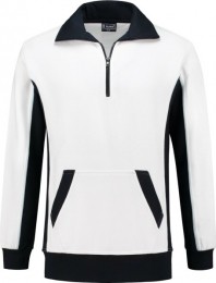 WorkmanZipperSweaterWhiteNavyXL