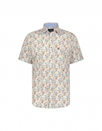 FellowsUnitedKorteMouwOverhemdStampsStretchMulticolorXL