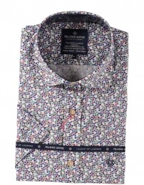 FellowsUnitedKorteMouwOverhemdStretchDotsMulticolor2XL