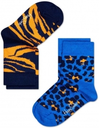 2-packHappySocksKidsAnimalsokkenBlauwOranje