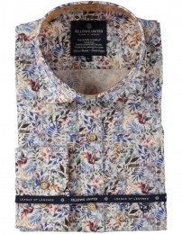 FellowsUnitedKorteMouwOverhemdLeavesStretchMulticolor3XL