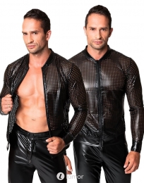 NOIRhandmadeWetlookherenjackgeperforeerdH076