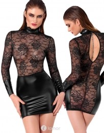 NOIRhandmadeWetlookminijurkjemetKantF2719347