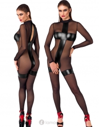 NOIRhandmadeTransparantouvertcatsuitmetwetlookF2730871