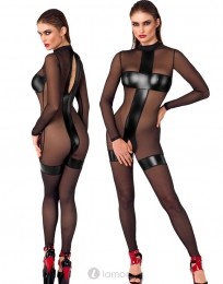 NOIRhandmadeTransparantouvertcatsuitmetwetlookF2730871