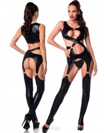 SARESIAZwartwetlookcatsuitSA18292