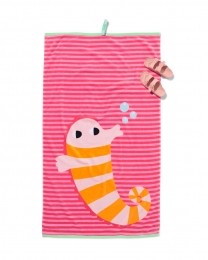 HEMAKinderstrandlaken80x140cmvelourszeepaardjeroze