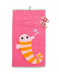 HEMAKinderstrandlaken80x140cmvelourszeepaardjeroze