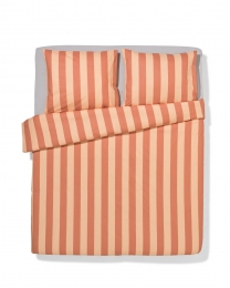 HEMADekbedovertrek200x200220cmzachtkatoenstrepenperzikperzik