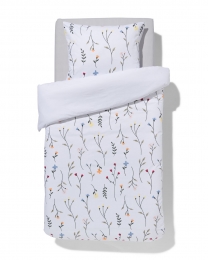 HEMADekbedovertrek140x200220cmzachtkatoenveldbloemenwitwit