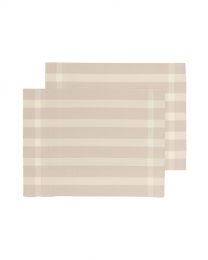 HEMAPlacematsgewevenplastic35x45beigemetstrepen-2stukszand