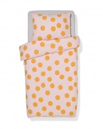 HEMADekbedovertrek140x200220cmzachtkatoenstippenrozelichtroze