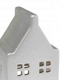 HEMATheelichthouder7x143x7cmkeramiekhuisjezilver