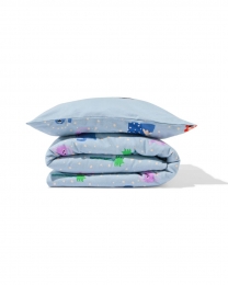 HEMAPeuterdekbedovertrek120x150cmflanelmonstersblauw