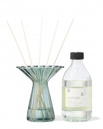 HEMAVaasvoorgeurstokjes105x12cmglasmetkraagdonkergroengroen