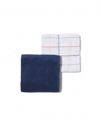 HEMAThee-EnKeukendoekKatoenBlauwEnRuiten-2Stuksmulti