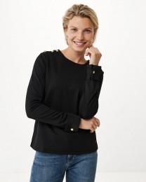 LongsleevetopwithbuttonsonshouldersBlack