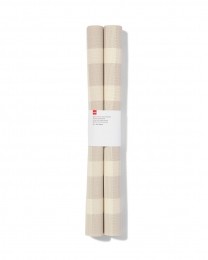 HEMAPlacematsGewevenPlastic35x45BeigeMetStrepen-2Stukszand