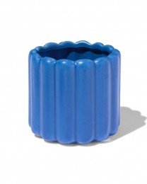 HEMABloempot65x7cmKeramiekRibbelBlauwkobaltblauw