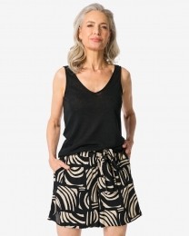 HEMADamesKorteBroekRemmyWideLegAbstractZwartzwart