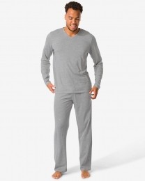 HEMAHerenpyjamaKatoenDonkergrijsdonkergrijs