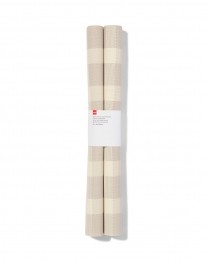 HEMAPlacematsGewevenPlastic35x45BeigeMetStrepen-2Stukszand