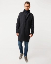 OvercoatwithcheckeredpatternBlack