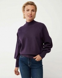 MockneckknittedpulloverDarkPurple
