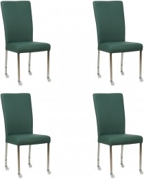 Setvan4GroenelerenmoderneeetkamerstoelenDeal-pootvierkantrvsmetwiel-ToledoLeerForrestgroenleer