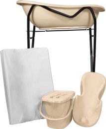 MamaLoesBeigeBadsetInclZwarteBadstandaard