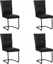 Setvan4ZwartelerenRetro-pootrondzwart-ToledoLeerNerozwartleer