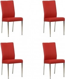 Setvan4RodelerenmoderneeetkamerstoelenComfort-ToledoLeerDucatiroodleer
