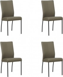 Setvan4GrijzelerenmoderneeetkamerstoelenComfort-ToledoLeerSmoggrijsleer