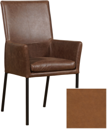 LereneetkamerstoelRoyal-metarmleuning-VintageLeerCognac-Poot-RVS