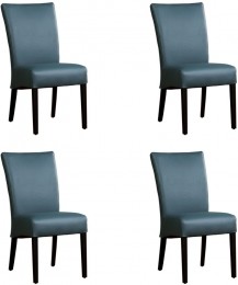 Setvan4BlauwelerenlandelijkeeetkamerstoelenJust-ToledoLeerWhaleblauwleer
