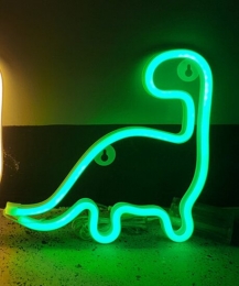 LEDNeonWandlampDinoOpBatterijenenUSB23x23x2cmGroen
