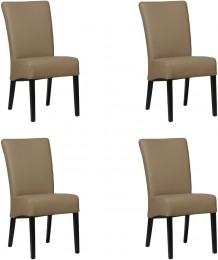 Setvan4TaupelerenlandelijkeeetkamerstoelenJust-ToledoLeerMoccataupeleer