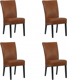 Setvan4CognaclerenlandelijkeeetkamerstoelenJust-GranadaleerSavannahcognacleer