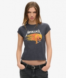 MetallicaxSuperdryT-shirtmetKapmouwenDonkergrijsGrootte38