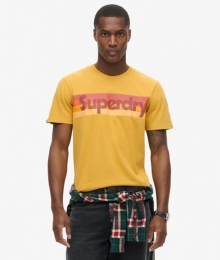 RetroT-shirtmetStrepenenLogoGeelGrootteXxl