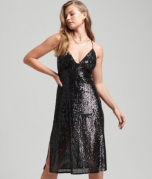 LaagUitgesnedenMidi-slipjurkmetLovertjesZwartGrootte44