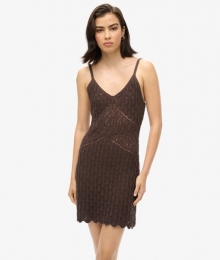 GehaakteCamiMini-jurkBruinGrootte38