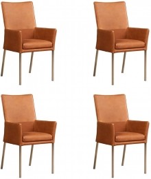 Setvan4CognaclerenmoderneeetkamerstoelenRoyal-pootvierkantrvs-RanchoLeerCognaccognacleer