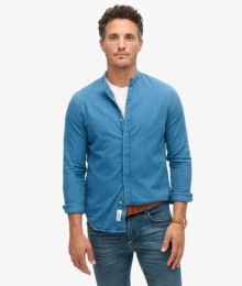 TheMerchantStore-IndigoKraagloosOverhemdBlauwGrootteXL