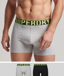 DuopakBoxershortsvanBiologischKatoenmetDubbelLogoGrijsGrootteM