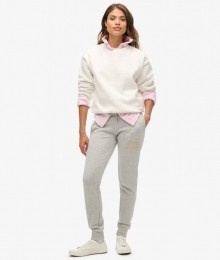 LuxeSlimfitJoggingbroekmetMetallicLogoLichtgrijsGrootte44