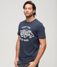 70sLo-fiBandT-shirtmetGrafischePrintBlauwGrootteL
