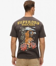 TattooT-shirtmetLossePasvormenGrafischePrintDonkergrijsGrootteM