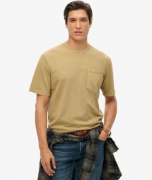 T-shirtmetBorstzakenContrasterendStikselTanGrootteXL