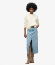 DenimMaxirokmetSplitBlauwGrootte26